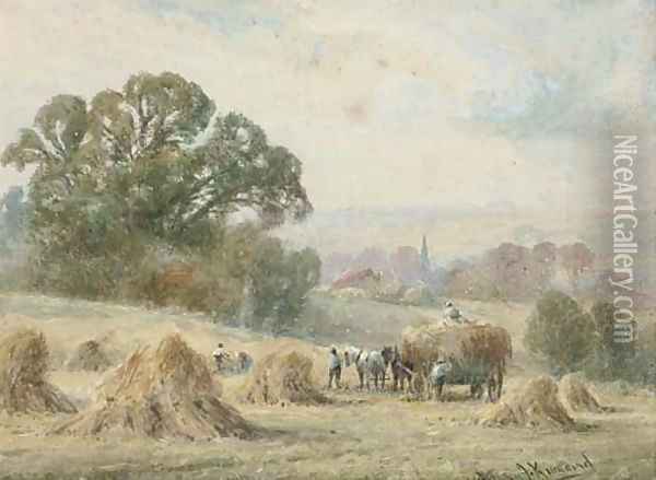 Harvest time, Devon Oil Painting - Henry John Kinnaird