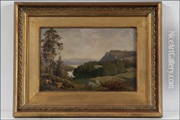 Romanttinen Maisema Oil Painting - Magnus Hjalmar Munsterhjelm