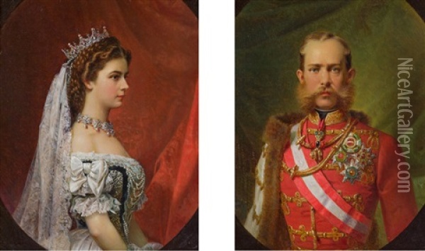 Empress Elisabeth And Emperor Franz Joseph I Oil Painting - Franz Russ the Elder
