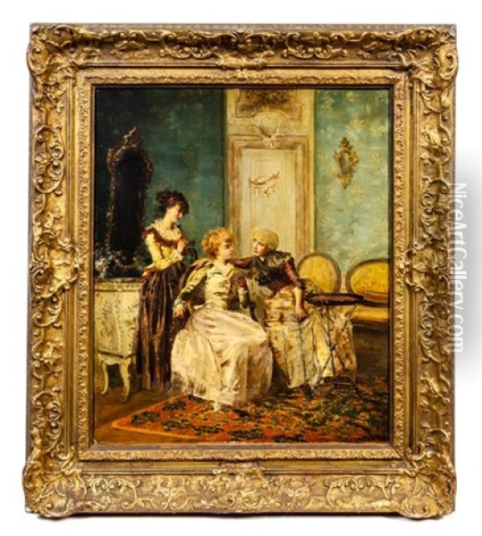 Three Young Women Oil Painting - Francois Brunery