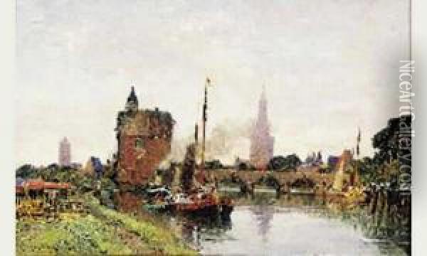 Vue De Bruges Oil Painting - Gaston-Marie-Anatole Roullet
