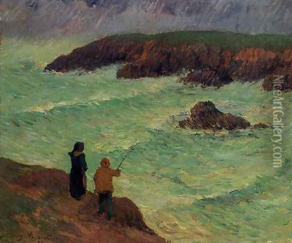 The Cliffs near the Sea Oil Painting - Henri Moret