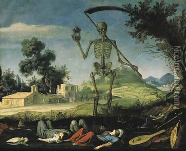 A landscape with the Grim Reaper Oil Painting - Filippo Napoletano