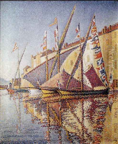 Sailing Boats in St. Tropez Harbour, 1893 Oil Painting - Paul Signac