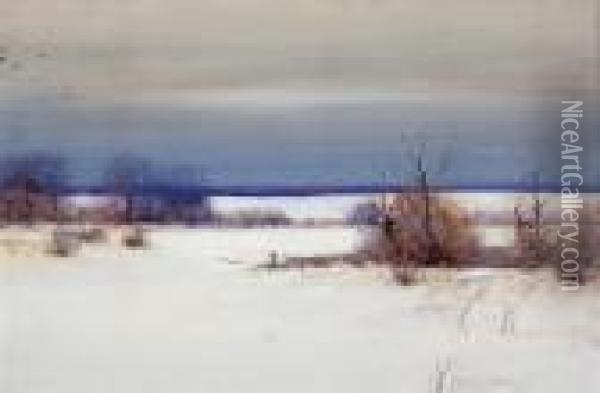 A Winter's Day Oil Painting - Bruce Crane