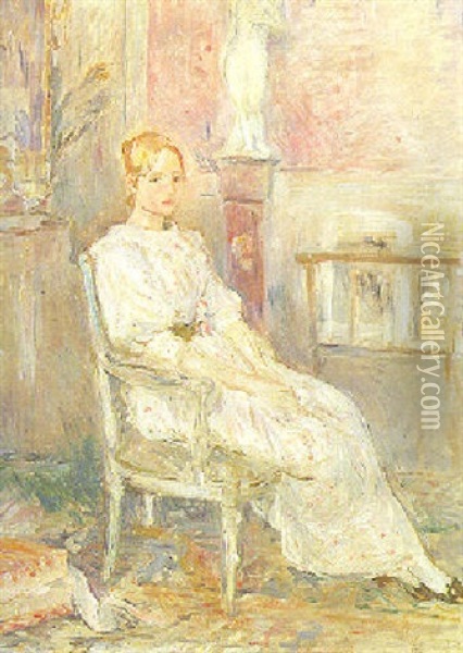 Alice Gamby Dans Le Salon Oil Painting - Berthe Morisot