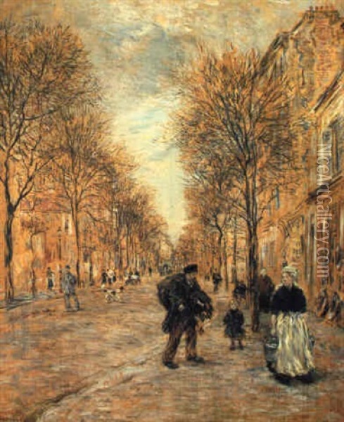 A Street In Asnieres Oil Painting - Jean Francois Raffaelli