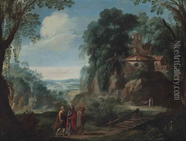Christ On The Road To Emmaus Oil Painting - Gaspar de Witte