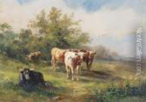 Cattle On The Heath Oil Painting - Henry Earp