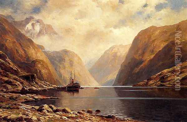 Naero Fjord Oil Painting - Themistocles Von Eckenbrecher