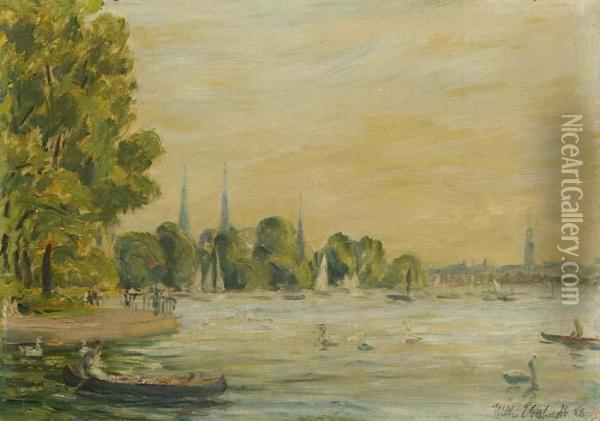 Sommer An Der Ausenalster Oil Painting - Wilhelm Eberhardt