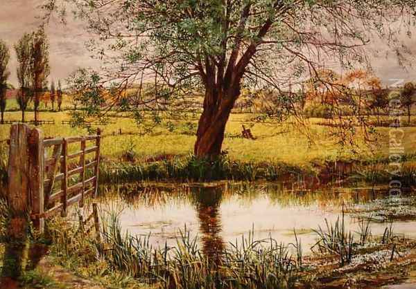 Water Meadow, 1865 Oil Painting - William Bell Scott