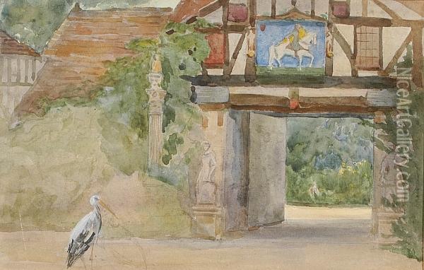 Landscape With Stork Oil Painting - William Eden