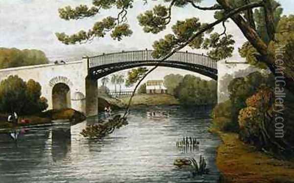 Bridge over the Rio Cobre Spanish Town from A Picturesque Tour of the Island of Jamaica Oil Painting - James Hakewill