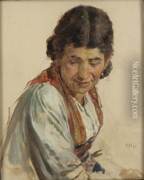 Portrait (study) Oil Painting - Rudolf Hausleithner