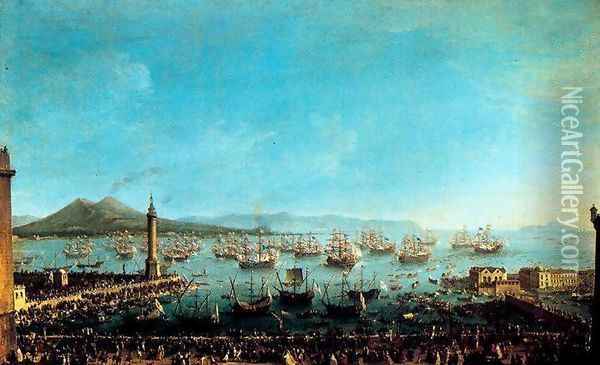 Arrival of Charles III in Naples 2 Oil Painting - Antonio Joli