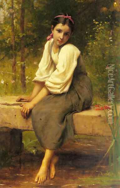 A Moment of Reflection Oil Painting - Francois Alfred Delobbe