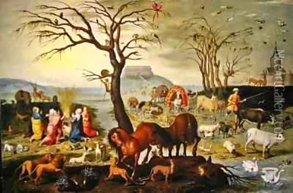 The Sacrifice of Noah Oil Painting - Jacob Bouttats