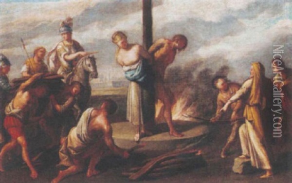 A Martyrdom By Fire Of Two Saints Oil Painting - Giacomo del Po