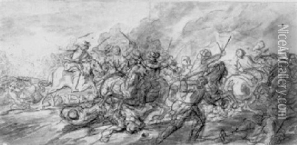 A Battle Scene Oil Painting - Charles Parrocel