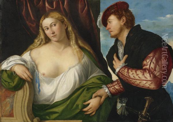 Woman Visited By Her Lover Oil Painting - Bernardino Licinio