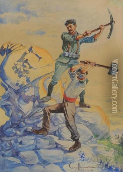 Studio Per La Prima Guerra Mondiale Oil Painting - Aurelio Craffonara