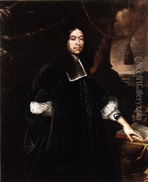 Portrait Of A Man, Wearing Black Oil Painting - Giovanni Bernardo Carboni