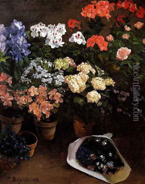 Study Of Flowers Oil Painting - Frederic Bazille