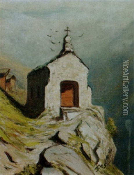 Einsame Kapelle Im Wallis Oil Painting - Albert Henri John Gos