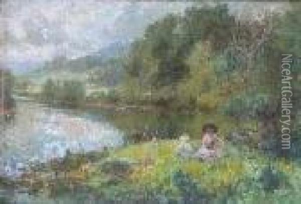 Picnic By The River Oil Painting - Lester Sutcliffe