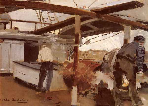 Two Men On A Deck Oil Painting - Joaquin Sorolla Y Bastida