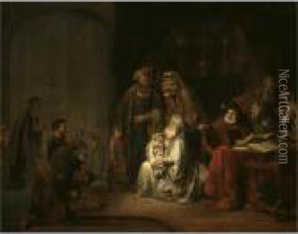 Simeon In The Temple, 'nunc Dimittis' Oil Painting - Gerbrand Van Den Eeckhout