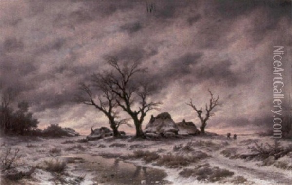 Winterlandschaft Im Abendrot Oil Painting - Remigius Adrianus van Haanen
