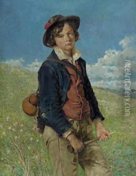 Portrait Eines Jungen. Oil Painting - Frank Buchser