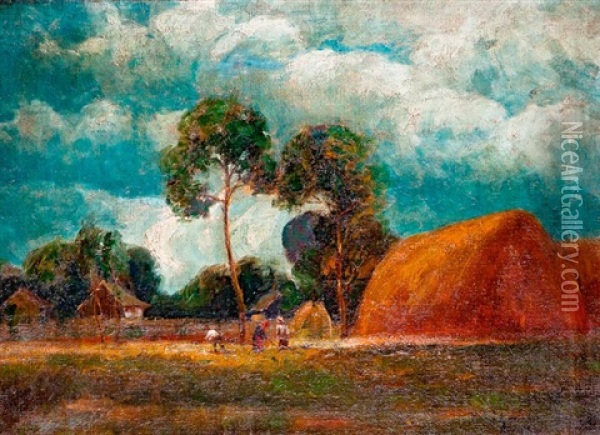 Szenagyujtok Oil Painting - Bela Ivanyi Gruenwald