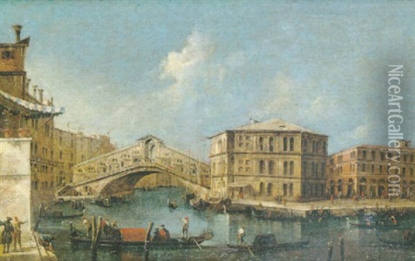 Vue Du Grand Canal Vers Le Pont Du Rialto Oil Painting - Michele Marieschi