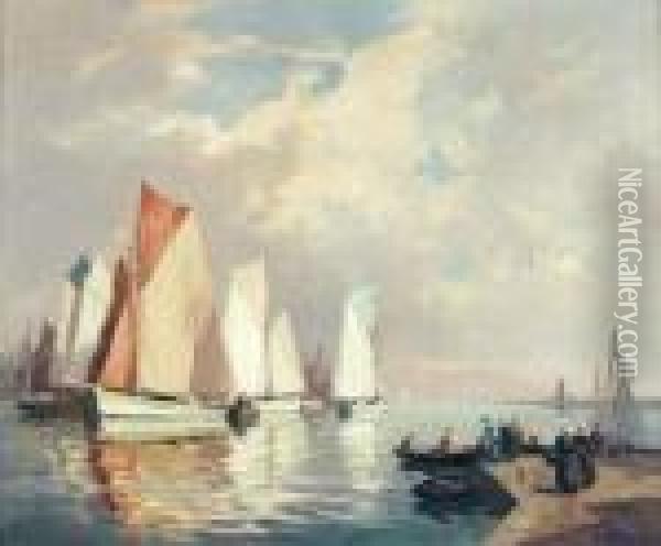 Port Breton Oil Painting - Henri Alphonse Barnoin