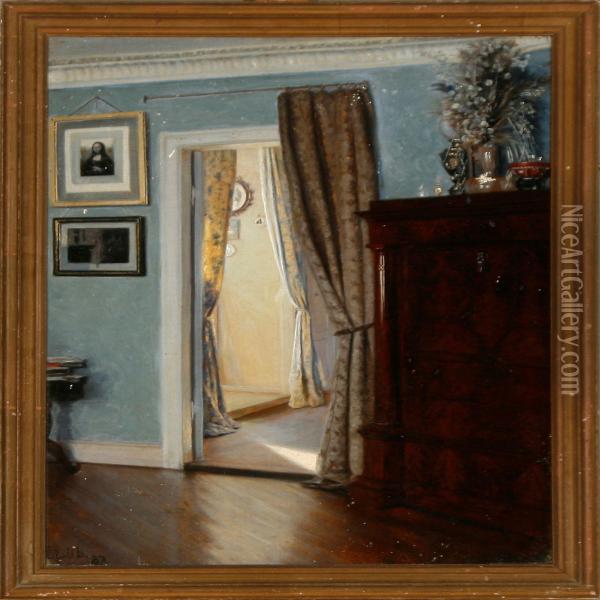 An Interior Oil Painting - John L. Lubschitz