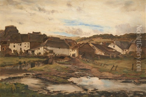 Vue De Village Oil Painting - Theodore Baron