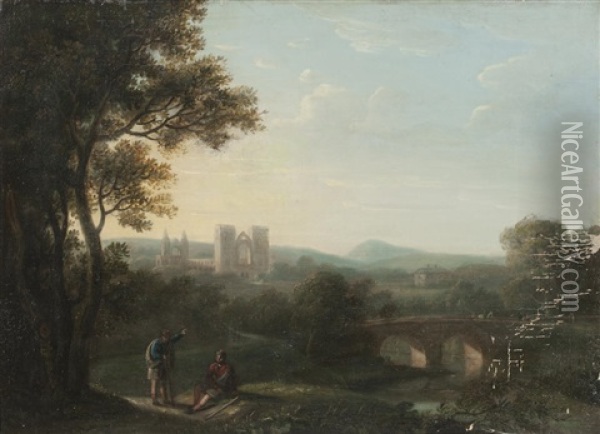 View Of Jedburgh Abbey From The North-west Oil Painting - Alexander Nasmyth