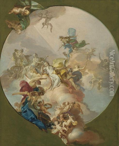 An Allegory Of Peace, A Preparatory Study For A Ceiling Oil Painting - Giacinto Diano