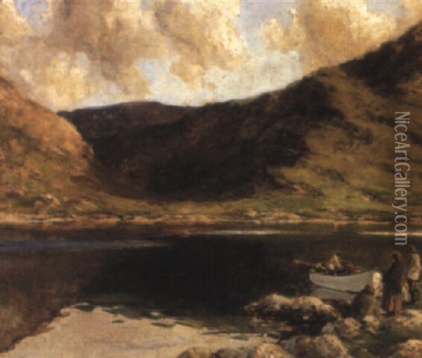 Figures By A Loch Oil Painting - James Humbert Craig