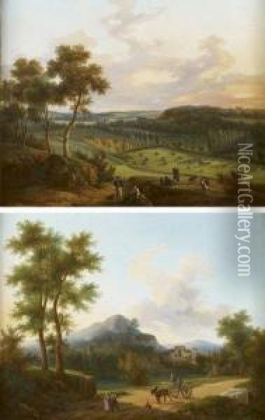 Paysage Avec Moissonneurs Oil Painting - Jules Trayer