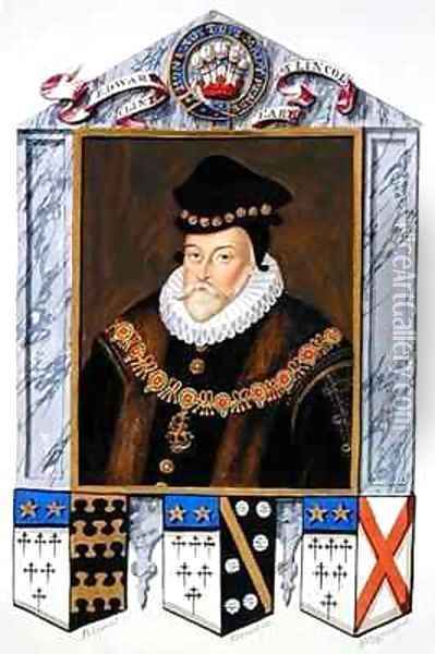 Portrait of Edward Fiennes de Clinton 1st Earl of Lincoln from Memoirs of the Court of Queen Elizabeth Oil Painting - Sarah Countess of Essex