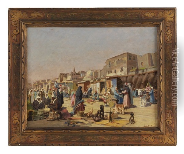 Algiers Market Oil Painting - Karl Kaufmann
