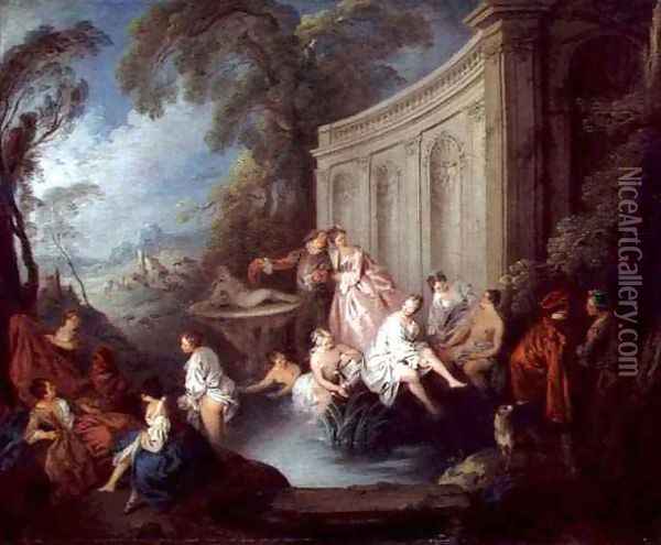 Ladies Bathing, c.1721 Oil Painting - Jean-Baptiste Joseph Pater