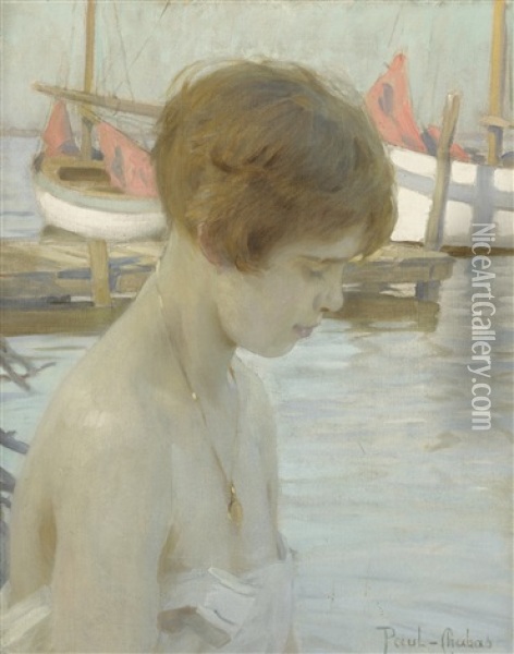 Young Girl At The Harbor Oil Painting - Paul Emile Chabas