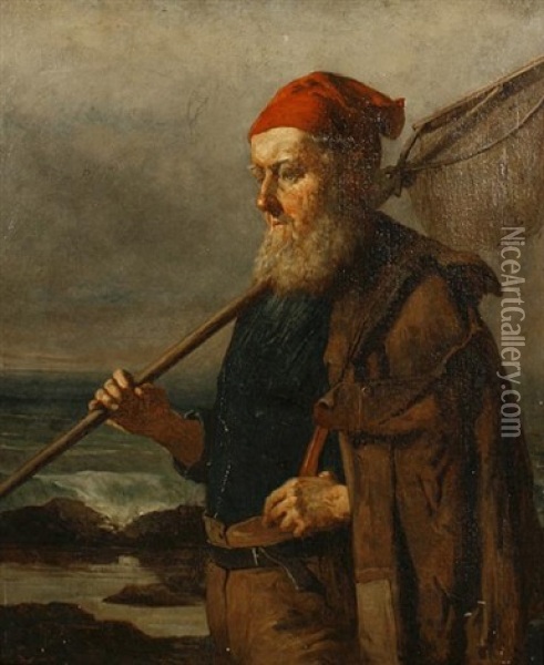 Portrait Of A Fisherman (+ Another; 2 Works) Oil Painting - William Harris Weatherhead