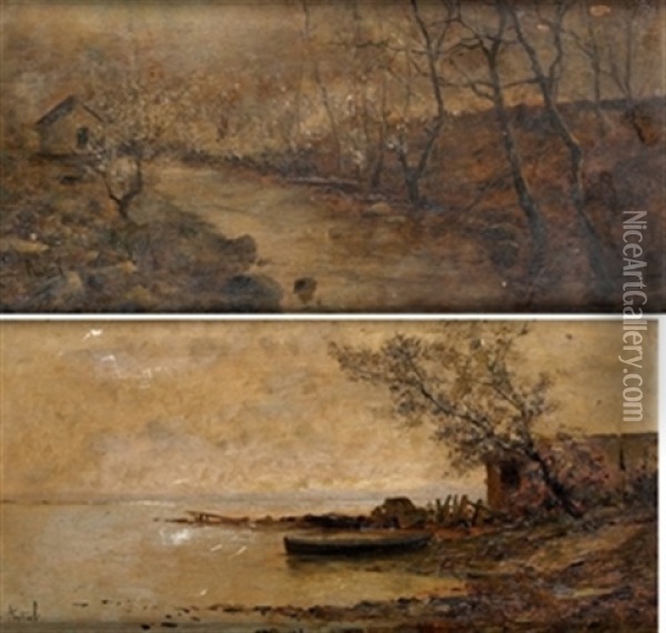 Paisajes Lacustres (pair) Oil Painting - Manuel Ramos Artal