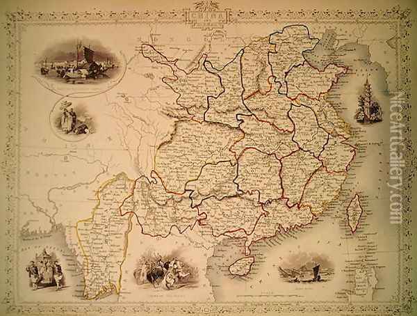 Map of China and Birmah, 1851 Oil Painting - John Rapkin